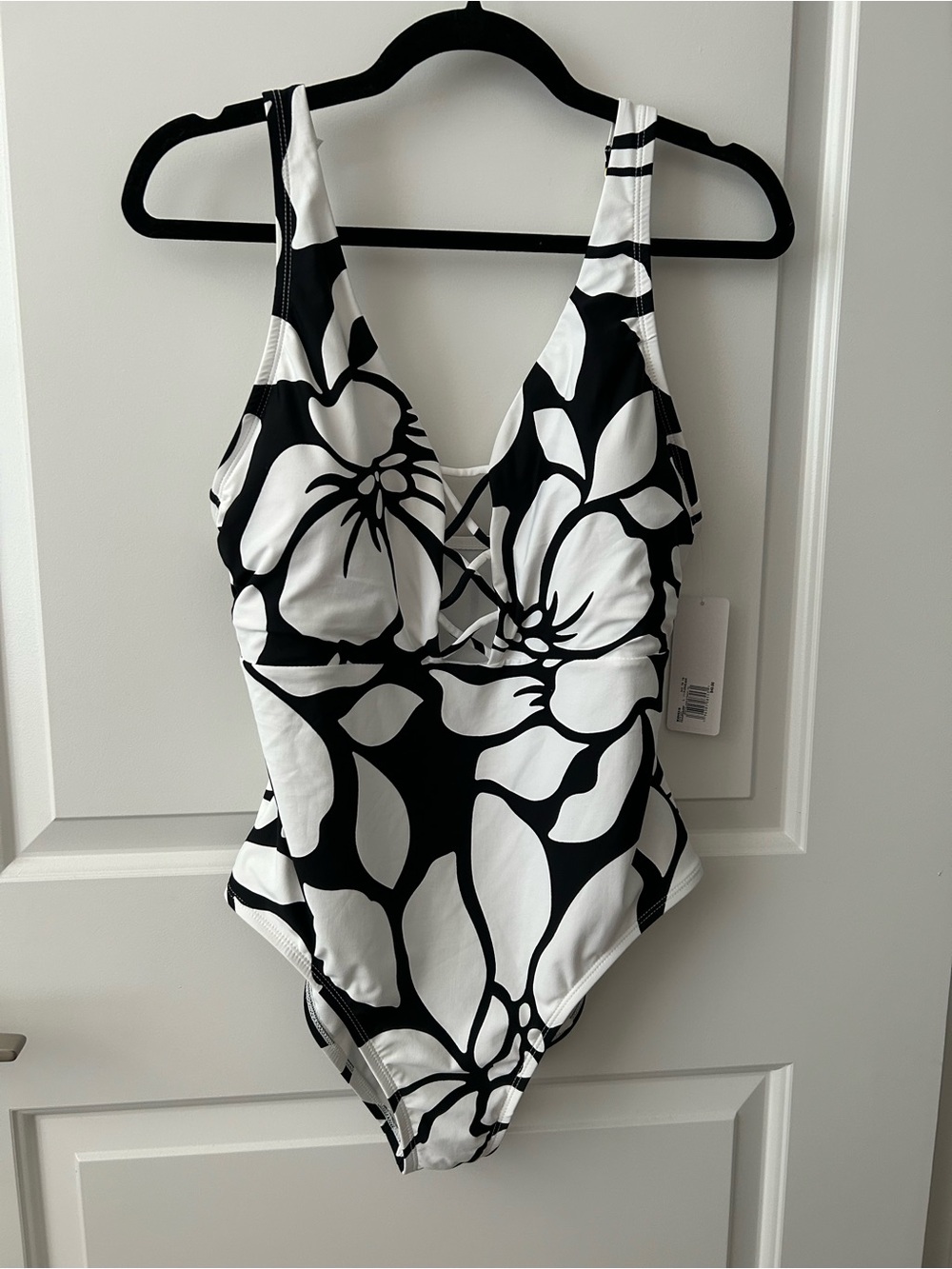 Black & White Floral One-Piece Swimsuit - Classic Floral